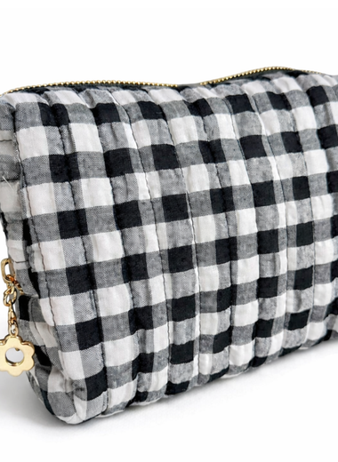Black Gingham Cosmetic Bag