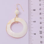 Mother Of Pearl Shell Circle Cutout Drop Earrings - Gold