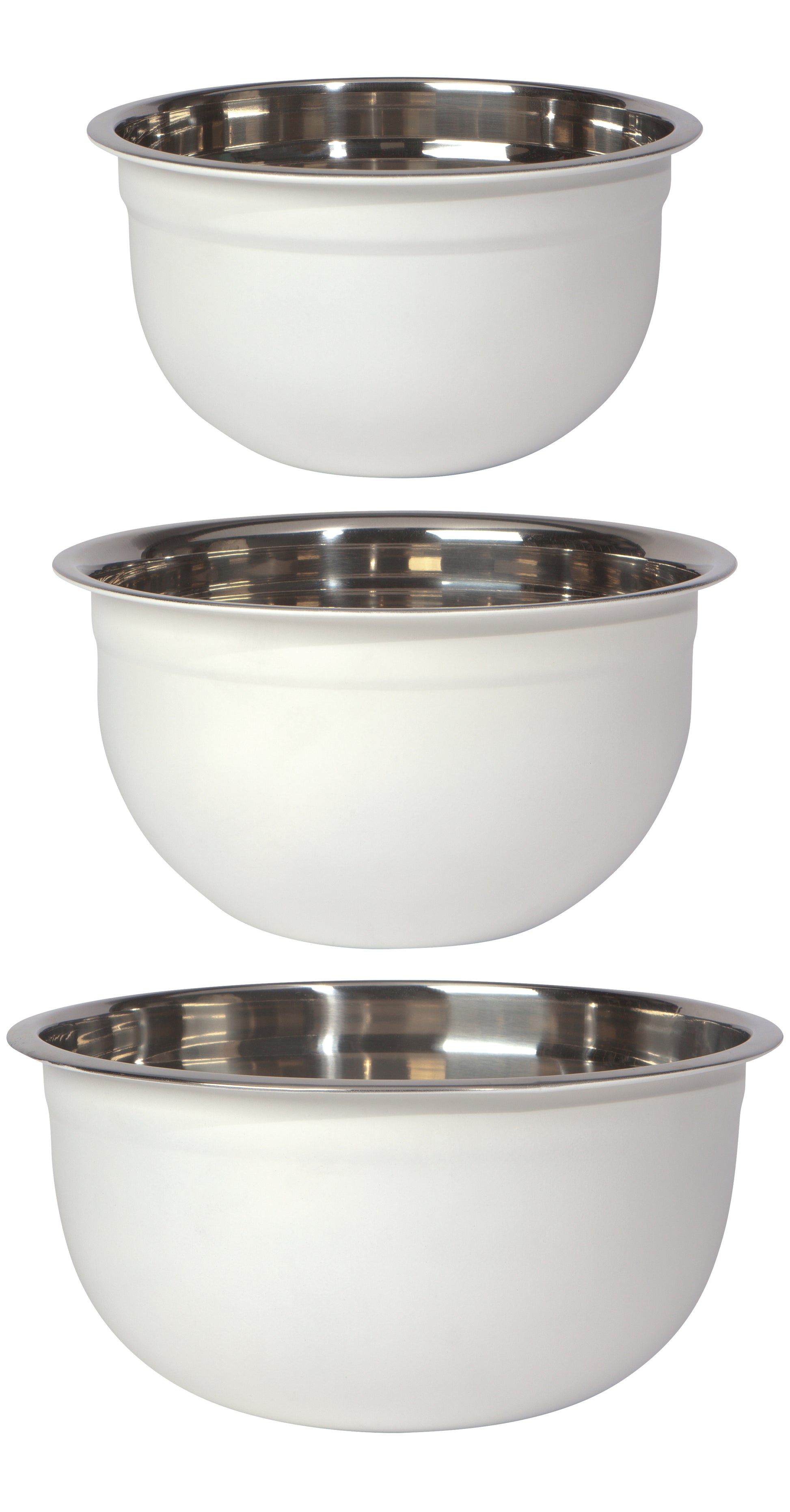 Set of 3 White Mixing Bowls Linen & Clove