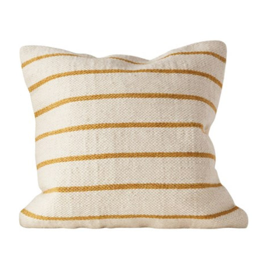 20" Mustard Stripe Woven Wool Blend Pillow