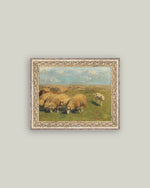 5x7 Sheep with Sheep Dog Framed Antique Art