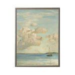 8x10 Vintage Painting of Ocean Scene Framed Art