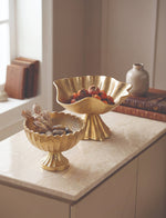 Gold Scalloped Edge Pedestal Bowl