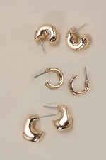Bubble Huggie Hoop Trio Earring Set - Gold