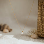 Sterling Silver Pearl & Zirconia Pendant Necklace - Gold
