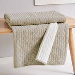 Cross Stitch Quilted Throw - Taupe - 50x60"