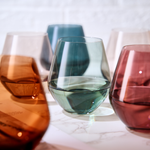 Pastel Colored Stemless Crystal Wine Glass