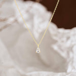 Dainty Teardrop Diamond Necklace - Gold