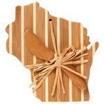 Wisconsin Shaped Charcuterie Board & Cheese Spreader Set