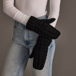Black Cable Knit Mittens
