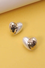 Gold & Pearl Heart Earrings - Gold