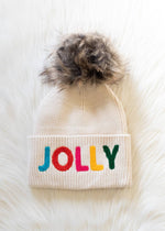 Beige Jolly Knit Pom Hat
