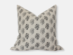 20x20 Cream and Charcoal Floral Pillow Cover