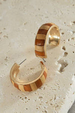 Faux Leather Two-Tone Hoop Earrings:  Gold