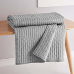 Cross Stitch Quilted Throw - Light Grey