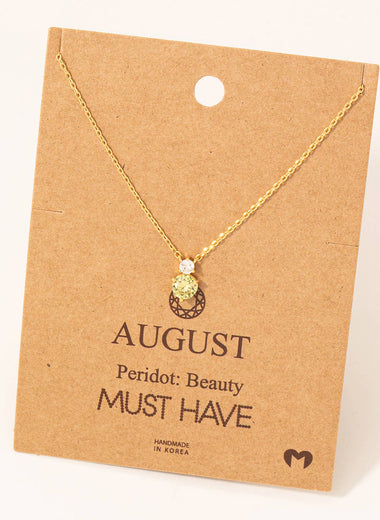 August Peridot Gem Pendant Necklace
