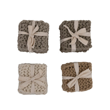 Cotton Crocheted Coasters - Set of 4
