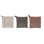 Hand-Embroidered Cotton Potholder