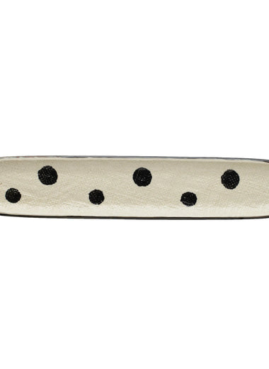 Oval Hand-Painted Stoneware Tray w/ Dots & Linen Texture