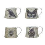 Stoneware Mug w/ Insect/Bird, 4 Styles