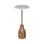White Marble & Wood Drink Table