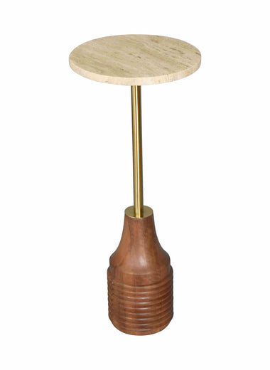 Travertine & Wood Drink Table
