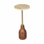 Travertine & Wood Drink Table