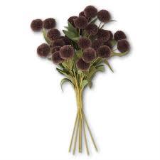 13" Brown Pompom Picks w/Green Eva Leaves