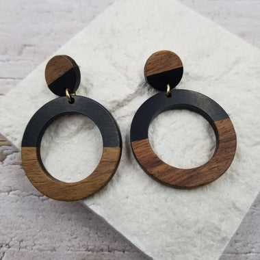 Wood & Resin Hoop Earrings