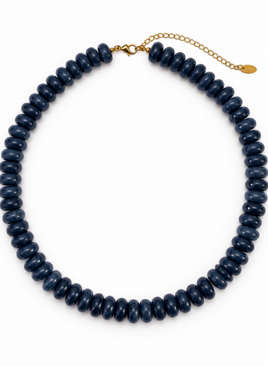 Modern Beaded Statement Necklace - Indigo Swirl