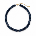 Modern Beaded Statement Necklace - Indigo Swirl