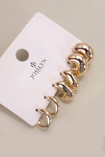 Bubble Huggie Hoop Trio Earring Set - Gold