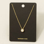 CZ Stud Pendant Necklace - Gold