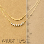 Layered Rhinestone Curved Bar Necklace - Gold