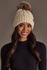 Cream Cable Knit Pom Hat