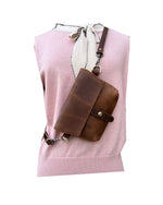 Genuine Leather Crossbody: Light Brown