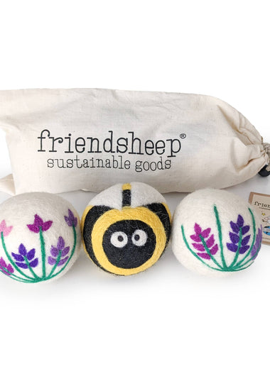 Lavender Fields Eco Wool Dryer Balls - Set of 3 w/ Bag