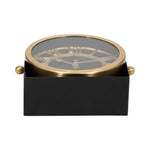 Black/Gold Metal Round Table Clock