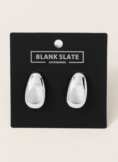 Glossy Teardrop Earrings - Silver