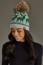 Lt. Gray & Green Reindeer Pom Hat