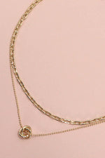 Floral Bud Double Layer Necklace - Gold