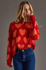 Red & Orange Heart Sweater