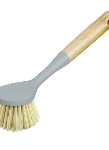 Bamboo Dish Brush w/Scraper: Gray