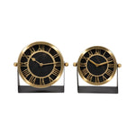 Black/Gold Metal Round Table Clock