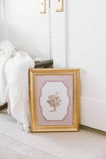 9x11 Vase of Flowers Framed Antique Art