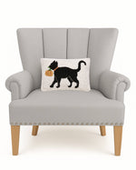 8x12 Black Cat With Pumpkin Hook Pillow