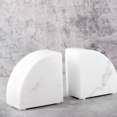 Set of 2 White Marble Bookends