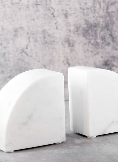 Set of 2 White Marble Bookends