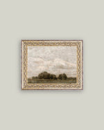10x8 Tree and Cloud Landscape Antique Art in Frame