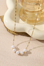 Classic Pearl and Gold Ball Necklace - Gold